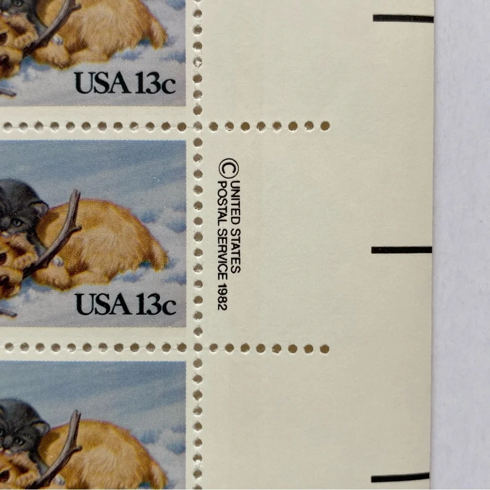 Kitten and Puppy Commemorative Issue Stamp Full Sheet 13 cent MNH #2025 Unhinged